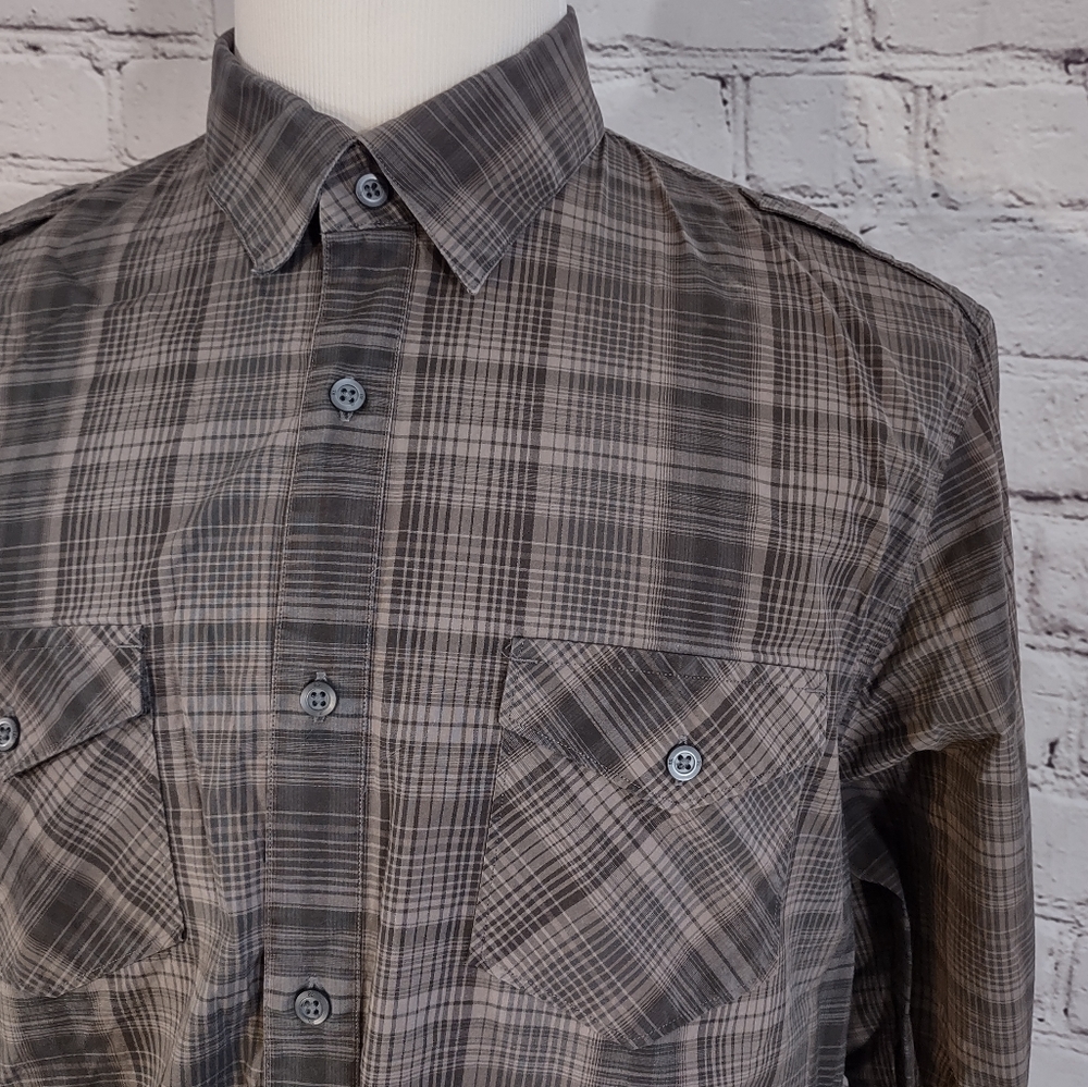 Banana Republic brown/gray long sleeve button up shirt